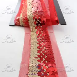 نوار پولکی قرمز طلایی (متری)