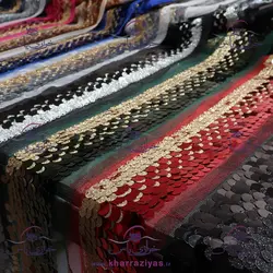 نوار پولکی قرمز طلایی (متری)