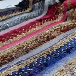 نوار پولکی قرمز طلایی (متری)