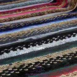 نوار پولکی قرمز طلایی (متری)