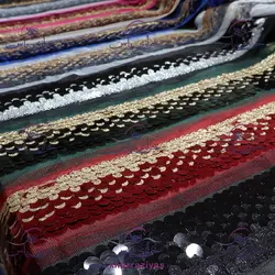 نوار پولکی قرمز طلایی (متری)