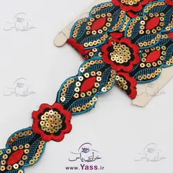 نوار هندی حرارتی پولک دار طرح گل