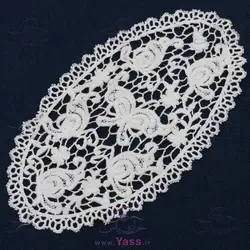 یقه گیپور قلاب بافی کرم طرحدار