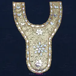 یقه تزئینی آینه کاری طلایی لواشکی هندی طرح 5