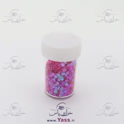 پولک هولوگرامی هفت رنگ طرح قلب ارغوانی