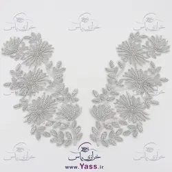 پنل شاخه ای تمام ملیله دوزی نقره ای (جفتی)