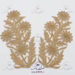 پنل چهار گل تمام ملیله دوزی طلایی (جفتی)