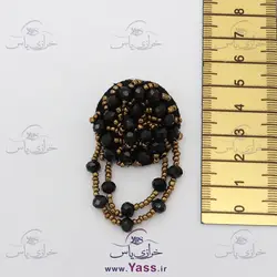 گل سینه جواهر دوزی مشکی طلایی آویز دار