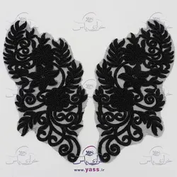 پنل سه گل تمام ملیله دوزی مشکی (جفتی)