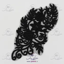 پنل سه گل تمام ملیله دوزی مشکی (جفتی)