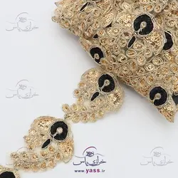 نوار پنل بته جقه هندی پولک دار لمه طلایی