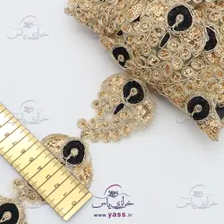 نوار پنل بته جقه هندی پولک دار لمه طلایی