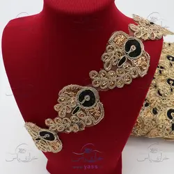 نوار پنل بته جقه هندی پولک دار لمه طلایی