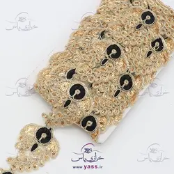 نوار پنل بته جقه هندی پولک دار لمه طلایی