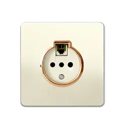 پریز تلفن آسیا کریستال صدفی طلایی