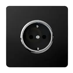 پریز برق ارت دار آسیا کریستال مشکی نقره ای