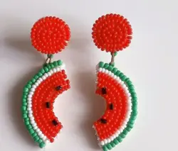 گوشواره منجوق بافی هندوانه کد0017