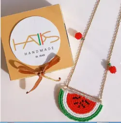 گردن آویز منجوق بافی هندوانه کد0016