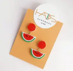 گوشواره منجوق بافی هندوانه کد0015