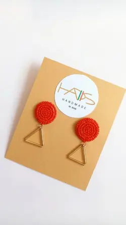 گوشواره منجوق بافی یاقوت کد004