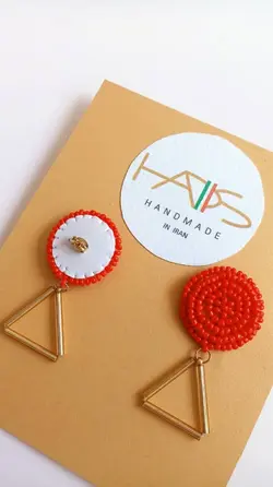 گوشواره منجوق بافی یاقوت کد004