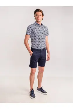 شلوارک مردانه لاکرا ترکیبی ساده پنبه ای سرمه ای دوفی Dufy (ساخت ترکیه)