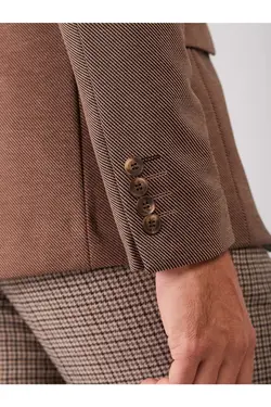 تک کت دو دکمه ای مردانه اسلیم فیت قهوه‌ای متوسط دوفی Dufy (ساخت ترکیه)