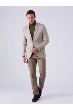 تک کت دو دکمه ای مردانه اسلیم فیت کرمی دوفی Dufy (ساخت ترکیه)