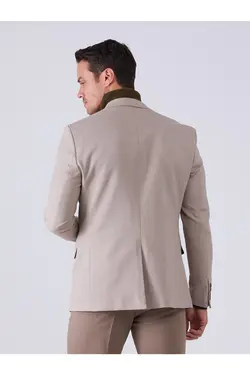 تک کت دو دکمه ای مردانه اسلیم فیت کرمی دوفی Dufy (ساخت ترکیه)