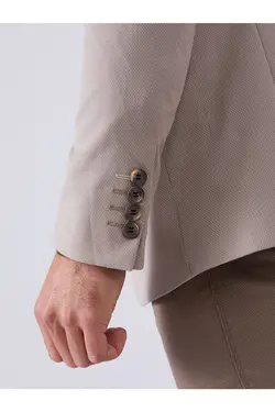 تک کت دو دکمه ای مردانه اسلیم فیت کرمی دوفی Dufy (ساخت ترکیه)