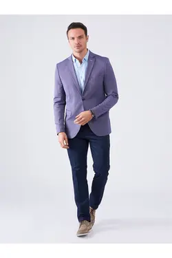 تک کت دو دکمه ای مردانه اسلیم فیت بنفش دوفی Dufy (ساخت ترکیه)