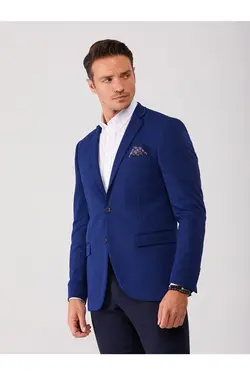 تک کت دو دکمه ای مردانه اسلیم فیت آبی سیر دوفی Dufy (ساخت ترکیه)