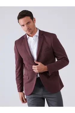 تک کت دو دکمه ای مردانه کلارت اسلیم فیت زرشکی دوفی Dufy (ساخت ترکیه)