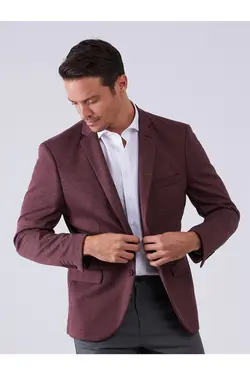 تک کت دو دکمه ای مردانه کلارت اسلیم فیت زرشکی دوفی Dufy (ساخت ترکیه)