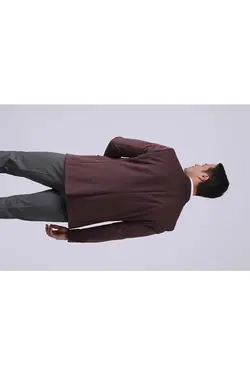 تک کت دو دکمه ای مردانه کلارت اسلیم فیت زرشکی دوفی Dufy (ساخت ترکیه)