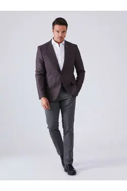 تک کت دو دکمه ای مردانه اسلیم فیت بادمجانی دوفی Dufy (ساخت ترکیه)