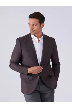 تک کت دو دکمه ای مردانه اسلیم فیت بادمجانی دوفی Dufy (ساخت ترکیه)