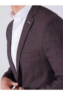 تک کت دو دکمه ای مردانه اسلیم فیت بادمجانی دوفی Dufy (ساخت ترکیه)