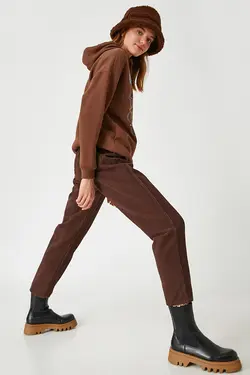 شلوار کبریتی مام استایل زنانه قهوه ای کوتون Koton (ساخت ترکیه)