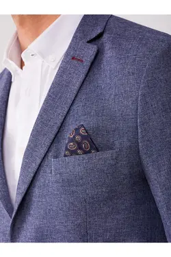 تک کت دو دکمه ای مردانه اسلیم فیت آبی کدر دوفی Dufy (ساخت ترکیه)