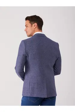 تک کت دو دکمه ای مردانه اسلیم فیت آبی کدر دوفی Dufy (ساخت ترکیه)