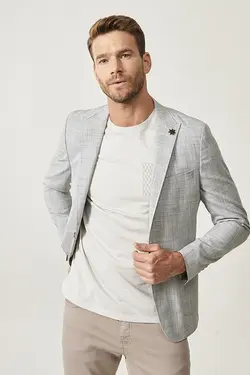 تک کت مردانه با طرح باریک چاک دوتایی خاکستری آلتین ییلدیز Altinyildiz (ساخت ترکیه)