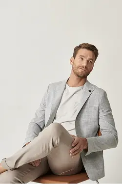 تک کت مردانه با طرح باریک چاک دوتایی خاکستری آلتین ییلدیز Altinyildiz (ساخت ترکیه)