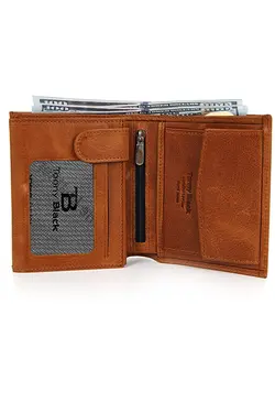 کیف پول چرم اصل مردانه تونی عسلی بلک Tonny Black (ساخت ترکیه)