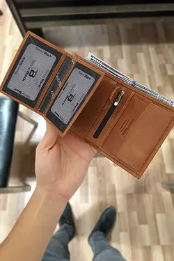 کیف پول چرم اصل مردانه تونی عسلی بلک Tonny Black (ساخت ترکیه)