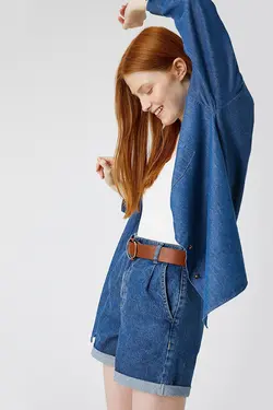 شلوارک جین جیب دار زنانه آبی کوتون Koton (ساخت ترکیه)