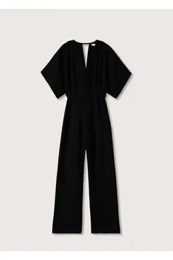 لباس بلند کمربند دار زنانه مشکی مانگو MANGO (ساخت اسپانیا)