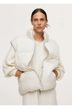 جلیقه زیپ دار لحافی زنانه سفید مانگو MANGO (ساخت اسپانیا)