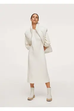 جلیقه زیپ دار لحافی زنانه سفید مانگو MANGO (ساخت اسپانیا)