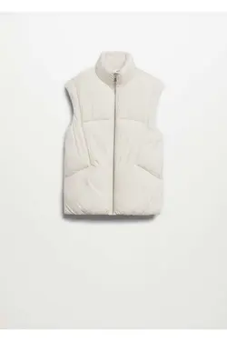 جلیقه زیپ دار لحافی زنانه سفید مانگو MANGO (ساخت اسپانیا)